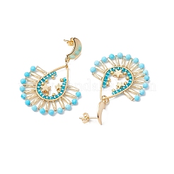 Glass Twisted Bugle Beaded Dangle Stud Earrings&nbsp;EJEW-MZ00365