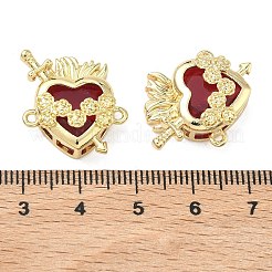 Brass Pave Clear Cubic Zirconia Connector Pendants&nbsp;KK-F933-09A-G