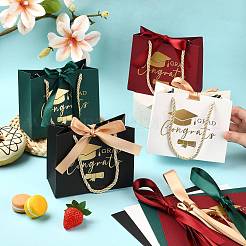10 Bags 4 Colors Gold Stamping Graduation Cap Paper Gift Bags&nbsp;CARB-FS0001-10