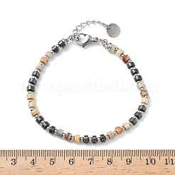 Natural Crazy Agate & Non-magnetic Synthetic Hematite Beaded Bracelets for Women&nbsp;BJEW-Z148-04P-02