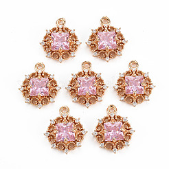 Rack Plating Brass Micro Pave Clear Cubic Zirconia Pendants&nbsp;X-KK-T060-61-RS