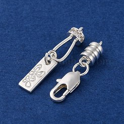 Brass Micro Pave Clear Cubic Zirconia Lobster Claw Clasp&nbsp;KK-C076-07S