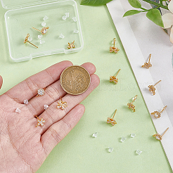 18Pcs 3 Styles Brass Pave Clear Cubic Zirconia Stud Earring Findings&nbsp;KK-BBC0023-14