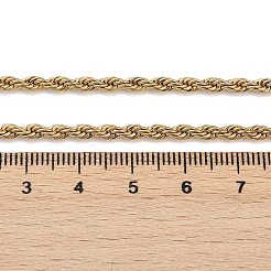 PVD Vacuum Plating 304 Stainless Steel Rope Chain Necklaces&nbsp;NJEW-M124-09G
