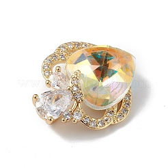 Real 18K Gold Plated Rack Plating Brass Micro Pave Clear Cubic Zirconia Pendants&nbsp;KK-C015-11G-17