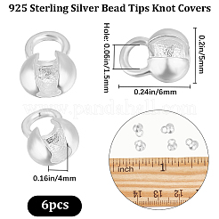 6Pcs 925 Sterling Silver Bead Tips Knot Covers&nbsp;STER-BBC0002-24