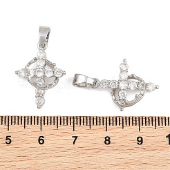 Brass Pave Clear Cubic Zirconia Pendants&nbsp;KK-CBA6A75-55B-P