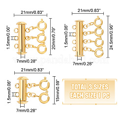 3Pcs 3 Styles 304 Stainless Steel Slide Lock Clasps&nbsp;STAS-UN0042-03B