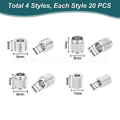 80Pcs 4 Style 202 Stainless Steel European Beads&nbsp;STAS-UN0050-54