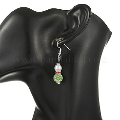 Christmas Handmade Polymer Clay Rhinestone Dangle Earrings&nbsp;EJEW-JE07518-02