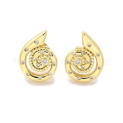 Brass Micro Pave Clear Cubic Zirconia Stud Earrings&nbsp;EJEW-P303-03G