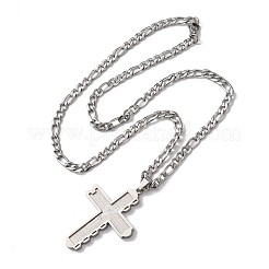 304 Stainless Steel Jesus Cross Pendant Necklaces&nbsp;NJEW-B153-01P