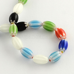 Oval Handmade Millefiori Glass Beads Strands&nbsp;X-LK-R004-38