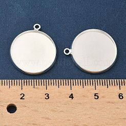 Flat Round Brass Pendant Cabochon Settings&nbsp;KK-K414-14G-S