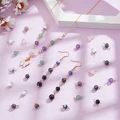 80Pcs 8 Colors Natural Gemstone Connector Charms&nbsp;PALLOY-UN00030