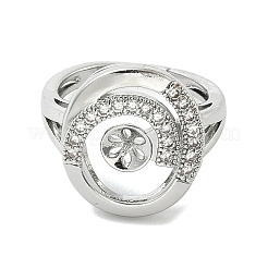 Brass Micro Pave Cubic Zirconia Adjustable Cup Peg Ring Settings&nbsp;KK-B166-03P