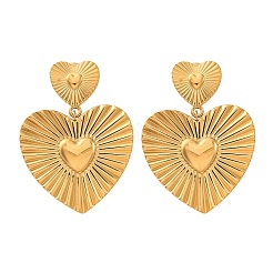 Heart 304 Stainless Steel Dangle Stud Earrings&nbsp;EJEW-Z109-03G
