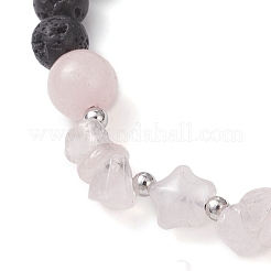 Natural Mixed Gemstone & Lava Rock Beads Braided Bead Bracelets for Women&nbsp;BJEW-JB12924
