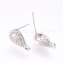 Brass Micro Pave Cubic Zirconia Stud Earring Findings&nbsp;KK-F753-04P-RS