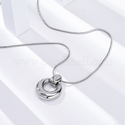 304 Stainless Steel Ring Pendant Snake Chain Necklaces&nbsp;NJEW-U026-06P