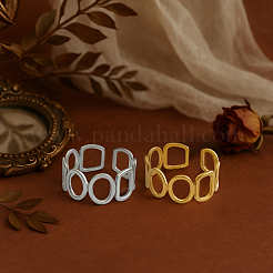 2 Colors 304 Stainless Steel Adjustable Cuff Rings for Women&nbsp;RJEW-HY0001-31B