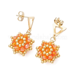 Valentine's Day Flower Natural & Dyed Malaysia Jade Dangle Stud Earrings&nbsp;EJEW-MZ00716-01