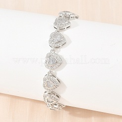 Brass Pave Cubic Zirconia Heart Tennis Bracelets for Women&nbsp;KK-CBA68DA-09P-01