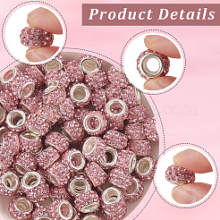 80Pcs Polymer Clay Rhinestone European Large Hole Beads with Silver Color Plated Brass Cores&nbsp;FPDL-LT0001-02C