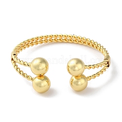 Rack Plating Brass Double Layer Cuff Bangles&nbsp;BJEW-H326-02G
