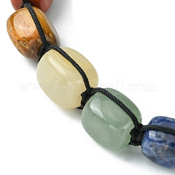Natural Mixed Gemstone Cuboid Braided Bead Bracelet&nbsp;BJEW-JB09796