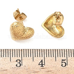 Textured Heart 304 Stainless Steel Stud Earrings&nbsp;EJEW-G453-06G