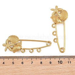 Starfish & Shell Shape & Conch 304 Stainless Steel Safety Pins Brooch Findings&nbsp;SA-CBA098D-16J-G03