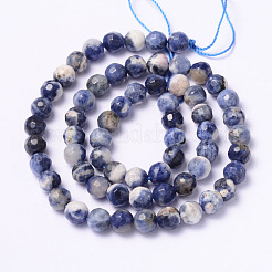Faceted Natural Sodalite Round Bead Strands&nbsp;G-L377-45-6mm