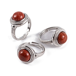 Natural Mixed Stone Round Adjustable Rings&nbsp;RJEW-K271-04P