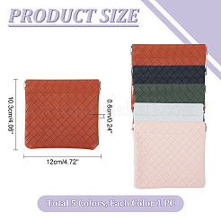 5Pcs 5 Colors Rectangle Imitation Leather Multipurpose Shrapnel Makeup Bags&nbsp;ABAG-HY0001-12