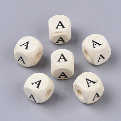 Printed Natural Wood Beads&nbsp;X-WOOD-T026-001