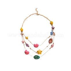 Alloy and Resin Shell 3 Layered Starfish Shell Shaped Necklaces&nbsp;FS-WGB8379-01