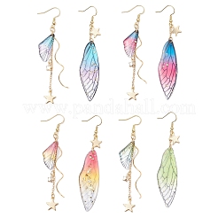 4 Pairs 4 Colors Transparent Resin Dangle Earrings&nbsp;EJEW-TA00607
