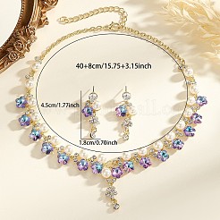 Zinc Alloy Rhinestone & Plastic Imitation Pearl & Glass Pendant Necklaces & Stud Dangle Earrings&nbsp;FS-WG37AE5-01