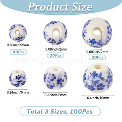 3 Styles Handmade Printed Porcelain Beads&nbsp;PORC-SP0001-09