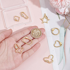 8Pcs 8 Styles Brass Micro Pave Cubic Zirconia Screw Carabiner Lock Charms&nbsp;KK-GA0002-01