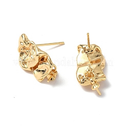 Textured Brass Stud Earring Findings&nbsp;KK-B063-08G