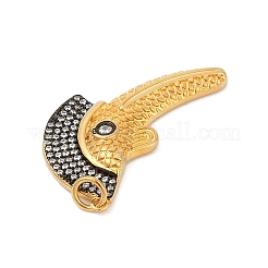 Brass Micro Pave Clear Cubic Zirconia Bird Pendants&nbsp;KK-U058-36G