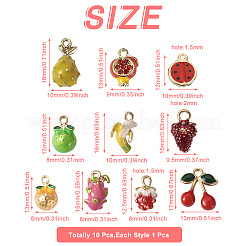 10Pcs 10 Style Golden Alloy Enamel Pendants&nbsp;ENAM-CD0001-22