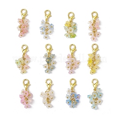 12Pcs Frosted Acrylic Flower Pendant Decorations&nbsp;AC-CJ1071-G