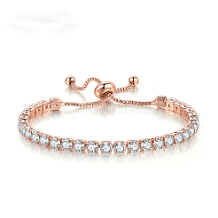 Brass Micro Pave Clear Cubic Zirconia Slider Bracelets for Women&nbsp;WG7A039-01
