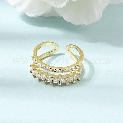 Brass Micro Pave Cubic Zirconia Cuff Open Rings for Women&nbsp;CU-CBAE7DF-48G