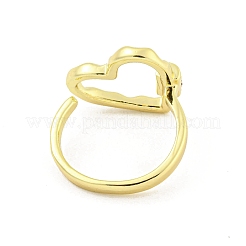 Heart Brass Micro Pave Clear Cubic Zirconia Open Cuff Rings&nbsp;RJEW-G309-13G