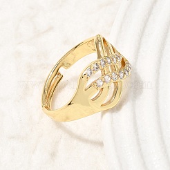 Brass Micro Pave Cubic Zirconia Finger Rings for Women&nbsp;CU-CBA4BAF-10G