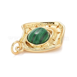 Synthetic Malachite Rack Plating Brass Pendants&nbsp;KK-I689-08G